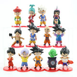 13-teiliges Dragon Ball Figuren Set aus PVC mit 13 verschiedenen Charakteren auf roten Standfüßen
